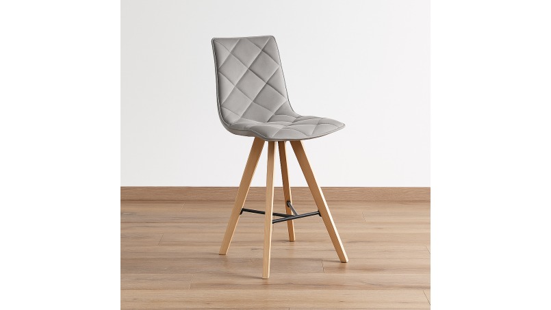 tabouret taupe beige simili pied bois.meubles moss