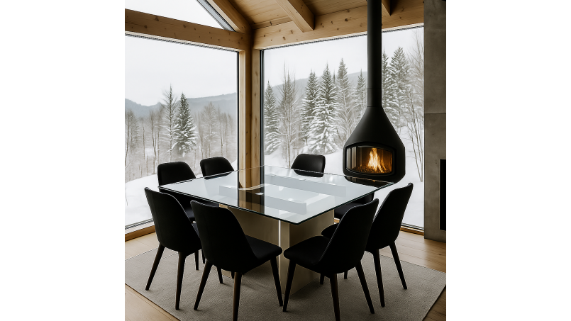 table carree en verre. meubles moss