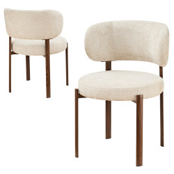 Chaise Vetra – Tissu beige et structure métal effet bois noyer meublesmoss